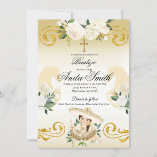 Spaanse Mexicaanse Baptism Gold Girl Charra Kaart