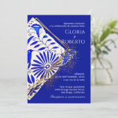 Spaanse Mexicaanse bruiloft Talavera Blauw Elegant Kaart (Staand voorkant)