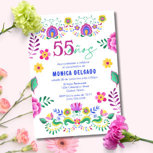 Spaanse Mexicaanse Fiesta Bloem 55ste Verjaardagsf Kaart