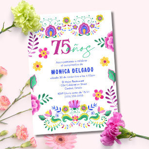 Spaanse Mexicaanse Fiesta Bloem 75ste Verjaardagsf Kaart