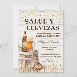 Spaanse Mexicaanse Man Bier Salud Uitnodiging