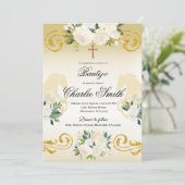 Spaanse Mexicaanse uitnodiging voor Bautizo Gold (Staand voorkant)
