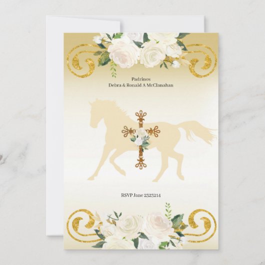 Spaanse Mexicaanse uitnodiging voor Bautizo Gold (Achterkant)