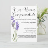 Spaanse Minimal Lavendel Wedding Engagement Party Kaart (Staand voorkant)