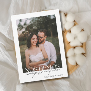 Spaanse Minimale Foto Zwart Wit Engagement Party Kaart
