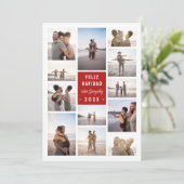 Spaanse minimalistische 12 foto collage Feliz Navi Feestdagenkaart (Staand voorkant)
