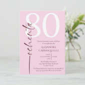 Spaanse Minimalistische Chic Roze Wit 80ste Verjaa Kaart (Staand voorkant)