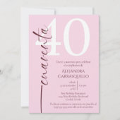Spaanse minimalistische roze Bourgogne 40e verjaar Kaart (Voorkant)