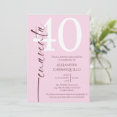 Spaanse minimalistische roze Bourgogne 40e verjaar Kaart (Staand voorkant)