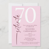 Spaanse minimalistische roze delicate 70e verjaard kaart (Voorkant)