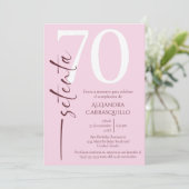 Spaanse minimalistische roze delicate 70e verjaard kaart (Staand voorkant)