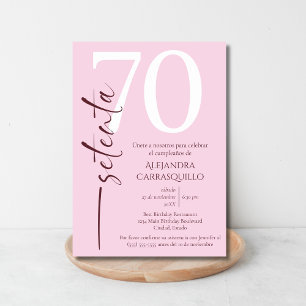 Spaanse minimalistische roze delicate 70e verjaard kaart