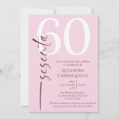 Spaanse minimalistische roze elegante 60e verjaard kaart (Voorkant)