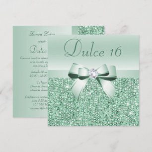 Spaanse Mintgroene Lovertjes, Strik & Diamant Dulc Kaart