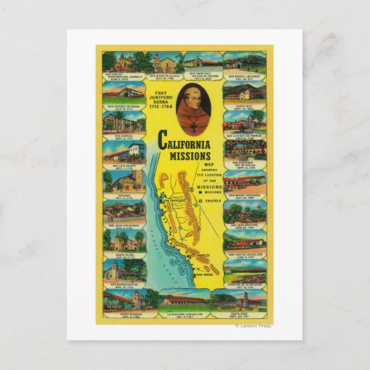 Spaanse missies van Californië Briefkaart (Voorkant)