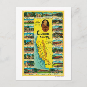 Spaanse missies van Californië Briefkaart