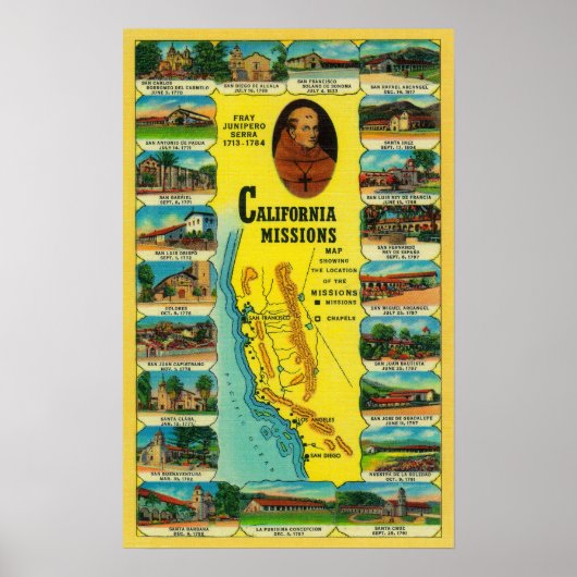 Spaanse missies van Californië Poster (Voorkant)