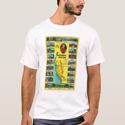 Spaanse missies van Californië T-shirt (Voorkant)