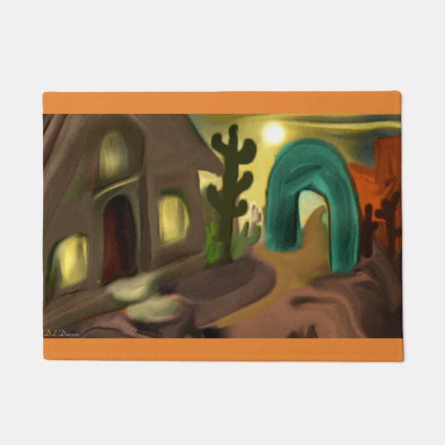 Spaanse Mission Southwestern Abstracte Art Deurmat (Voorkant)