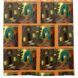 Spaanse Mission Southwestern Abstracte Art Douchegordijn