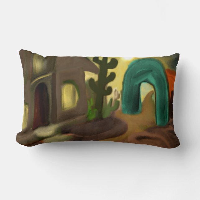 Spaanse Mission Southwestern Abstracte Art Kussen (Voorkant)