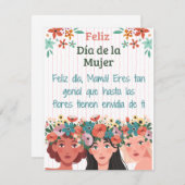 Spaanse Moeder Gelukkige Internationale Vrouwendag Feestdagenkaart (Voorkant / Achterkant)