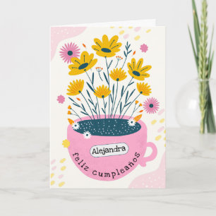 Spaanse Mooie Roze Koffiemok Planter Verjaardag Kaart
