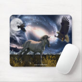 Spaanse Mustang, Bald Eagle, & Galaxy Art Mousepad Muismat (Met muis)