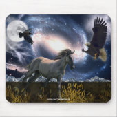 Spaanse Mustang, Bald Eagle, & Galaxy Art Mousepad Muismat (Voorkant)