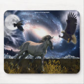 Spaanse Mustang, Bald Eagle, & Galaxy Art Mousepad Muismat (Voorkant)