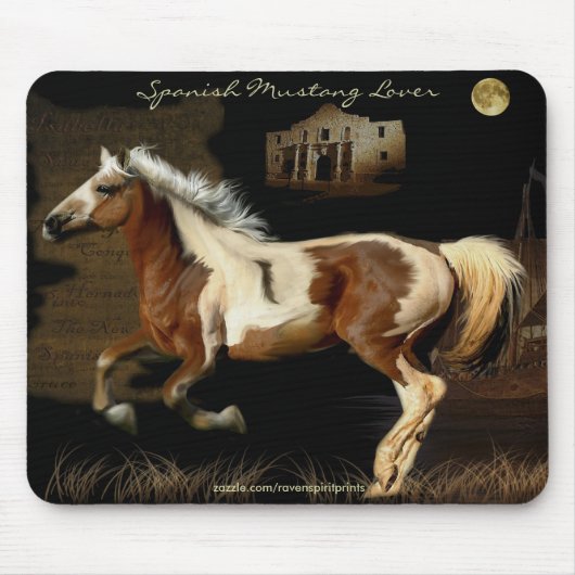 SPAANSE MUSTANG BARB PAARD LIEFHEBBER Mousepad Muismat (Voorkant)