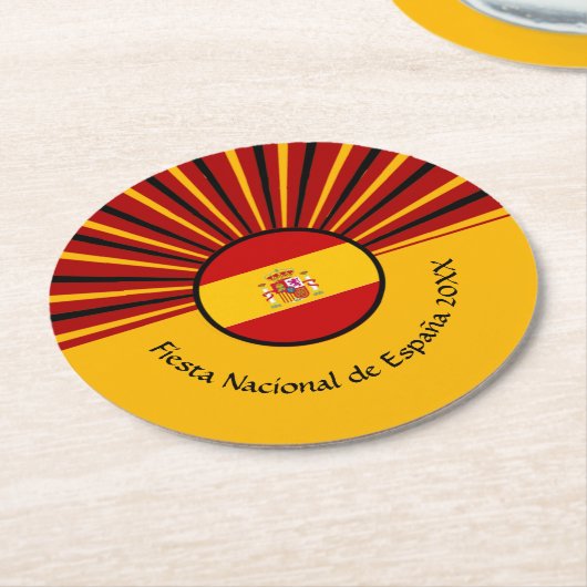 Spaanse nationale feestdag Spanje Spaans ispaniek Ronde Kartonnen Onderzetter (Gebogen)