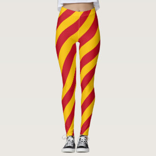 Spaanse Nationale Vlag Kleuren Diagonaal Gestreept Leggings