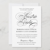 Spaanse Nuestra Boda Blanco y Negro Caligrafía Kaart (Voorkant)