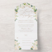 Spaanse Nuestra Boda Flores Pintadas Wedding All In One Uitnodiging (Binnen)