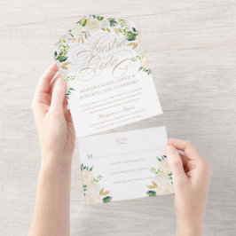 Spaanse Nuestra Boda Flores Pintadas Wedding All In One Uitnodiging