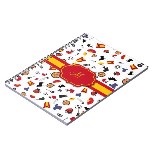 Spaanse objecten met vlag om je monogram toe te vo notitieboek (Linkerzijde)