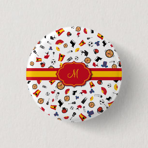 Spaanse objecten met vlag om je monogram toe te vo ronde button 3,2 cm