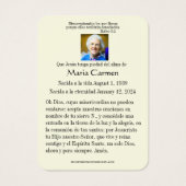 Spaanse Onze-Lieve-Vrouw van San Juan Begrafenis H Visitekaartje (Achterkant)