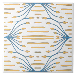 Spaanse Oranje Blauwe Roze Abstracte Mediterrane Tegeltje