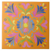 Spaanse Oranje Mexicaanse Bloemen Tegeltje (Voorkant)