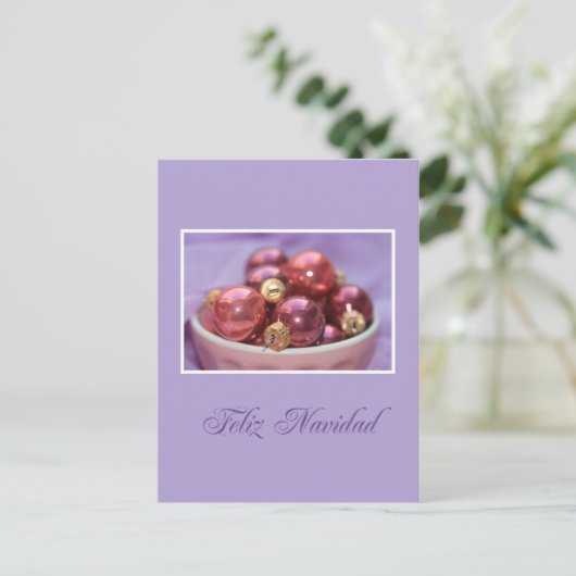 spaanse ornamenten voor kerstmis lila & roze feestdagenkaart (Staand voorkant)