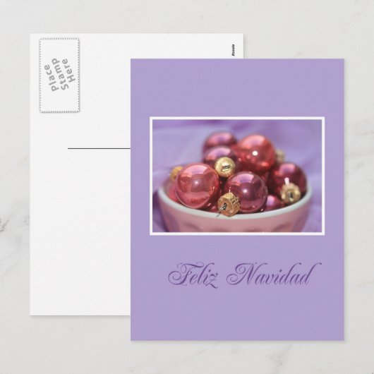 spaanse ornamenten voor kerstmis lila & roze feestdagenkaart (Voorkant / Achterkant)