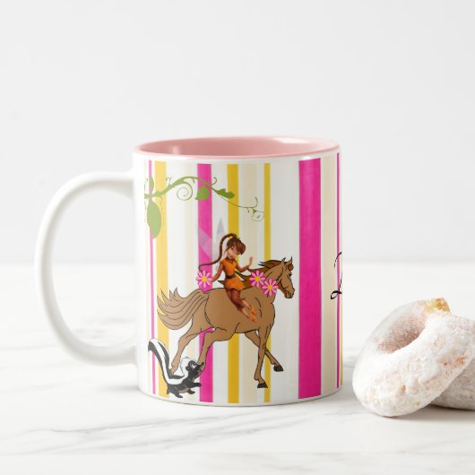 Spaanse Paard Stinkdier Streep Roze Mok (Met donut)