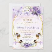Spaanse Paarse vlinder tweeling Primera Comunion Kaart (Voorkant)