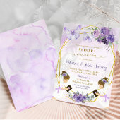 Spaanse Paarse vlinder tweeling Primera Comunion Kaart