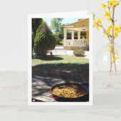 Spaanse Paella Portrait (kippen en konijnen) Kaart (Gele Bloem)