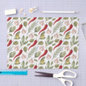 Spaanse peper, knoflook, olijven en kruiden tissuepapier (Craft)