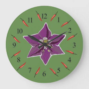 Spaanse peper, Peppers Blossom Wall Clock Grote Klok