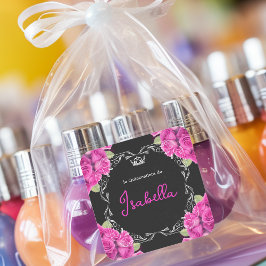 SPAANSE PINK & BLACK QUINCEAÑERA - ELEGANTE ROZEN VIERKANTE STICKER